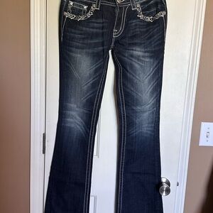 Miss Me Blue Flare Wide Leg Jeans with Vintage Charm